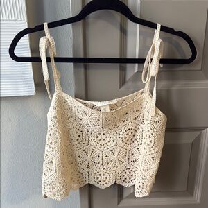 Elegant Cream Crochet Top